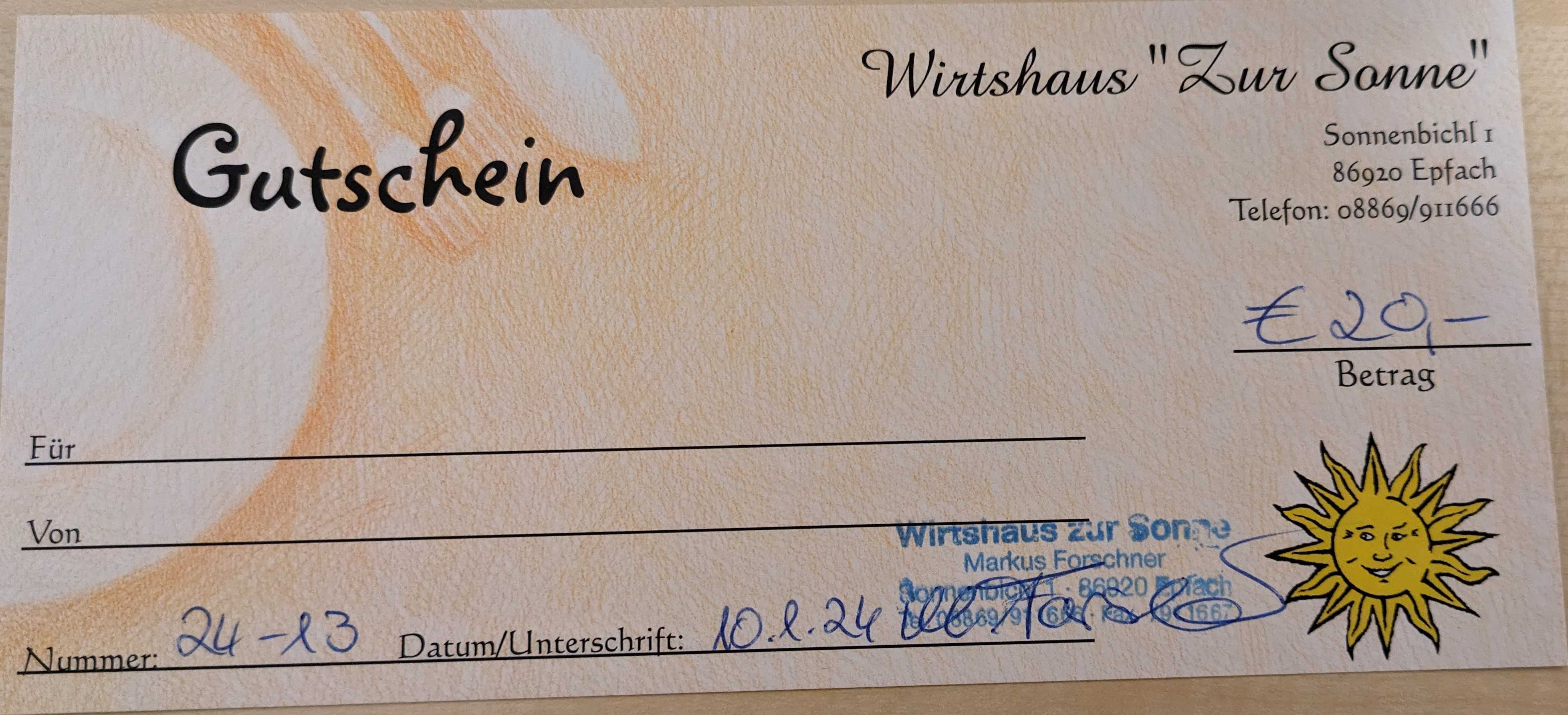 Gutschein Zur Sonne